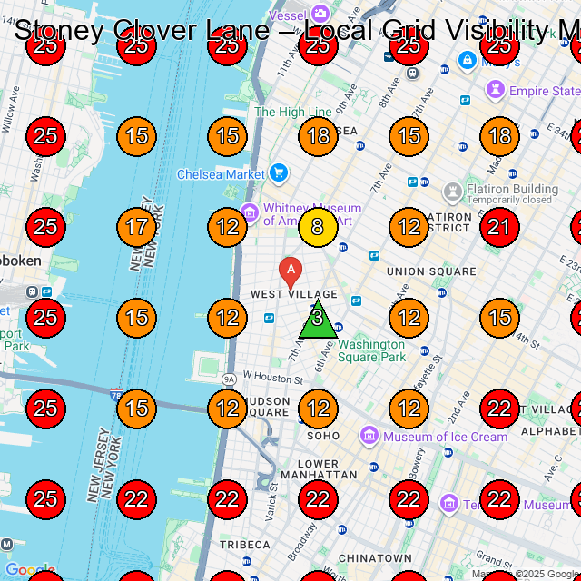 Stoney Clover Lane GeoGrid visibility map for Fashion Accessories Store in 22 King Lower Level Street